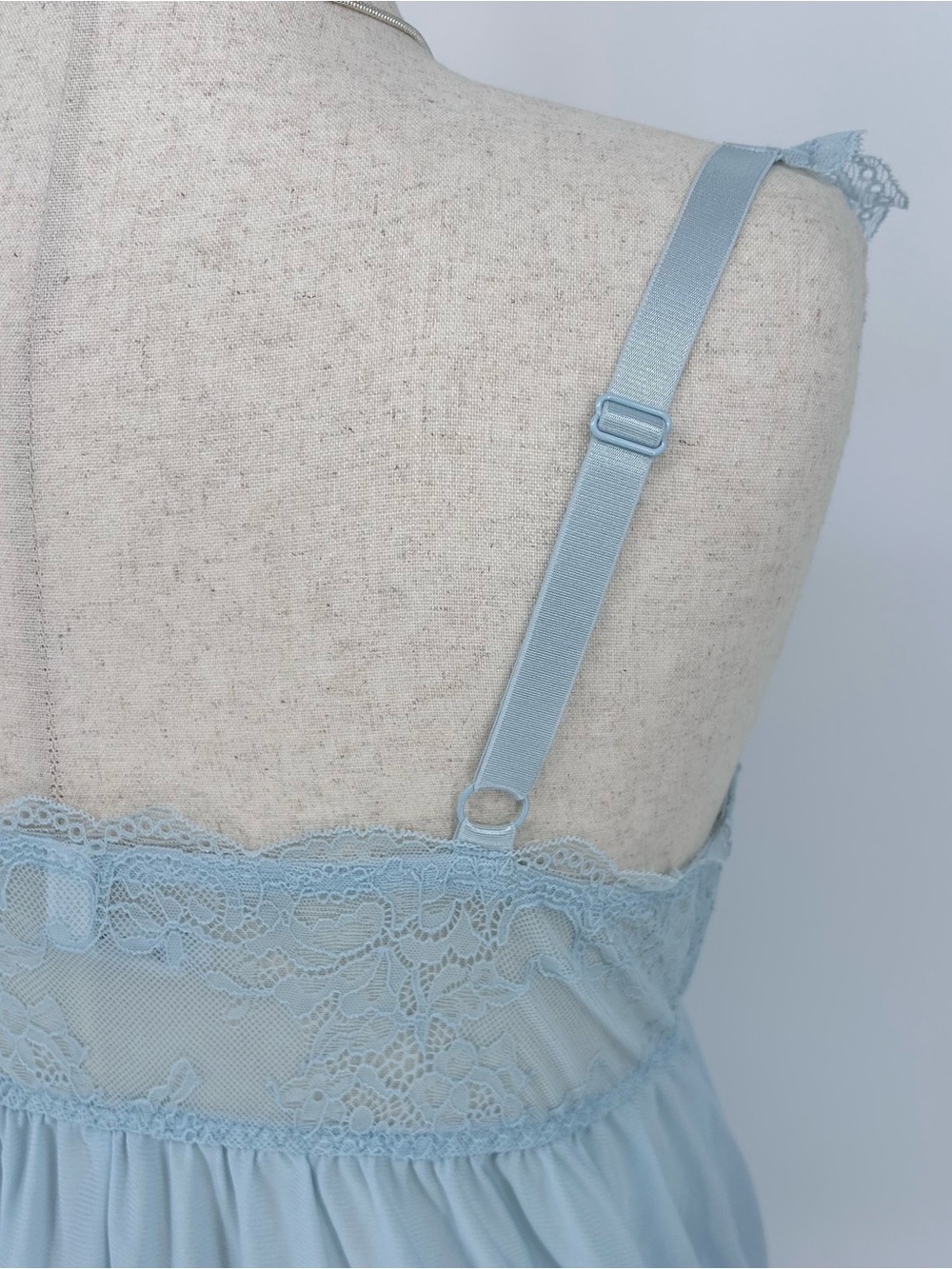Y2K Blue Lace Babydoll Lingerie Slip Dress Tank Fairy Coquette Top - Picture 7 of 9
